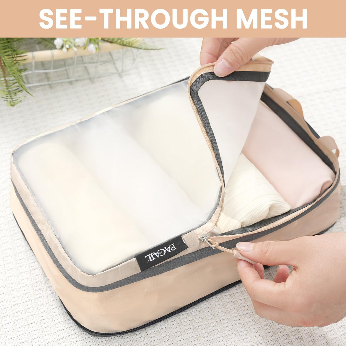 BAGAIL 6 Set Ultralight Compression Packing Cubes Packing Organizer for Travel Accessories Luggage Suitcase Backpack