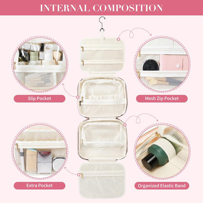 Travel Toiletry Makeup Bag for Women Hanging Toiletry Bag Cosmetic Organizer Make up Bags for Women Travel Essentials (Pinkish Purple)