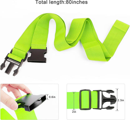 2Pcs Luggage Straps for Suitcase Travel Accessories TSA Approved, 80In Long Belts to Keep Your Suitcase Secure, Adjustable Bag Straps with Quick-Release Buckle for Travel Bag Closure, Green