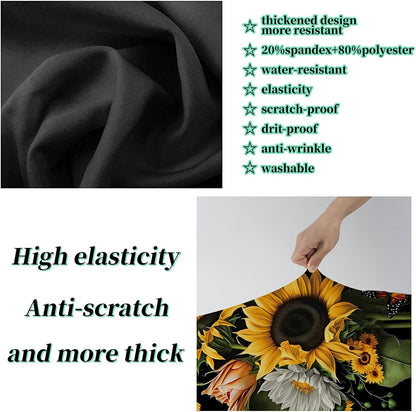 Suitcase Protector Plus 1 Luggage Tag, Sunflower Orchids Travel Cover for 26-28 inch Luggage with Concealed Zipper, Washable Elastic Cloth, Dustproof, Anti-Scratch