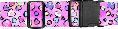 Luggage Straps for Suitcases, Adjustable Travel Belt, Durable Wide Luggage Strap, Cute Suitcase Strap Identifiers with Buckle, Bag Straps for Luggage, Cute Purple Leopard