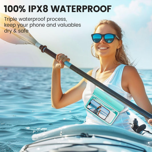 Niveaya IP68 Waterproof Fanny Pack - 2 Pack, Floating Dry Bag Pouch, Phone Waterproof Waist Pouch Dry Bag, Beach, Kayaking, Swimming, Boat Essentials, for iPhone 16/15/14/13/12 Pro Max up to 9.5"