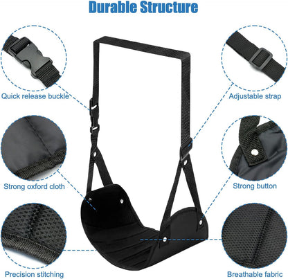 2 Pack Foot Hammock for Plane Travel, Portable Airplane Foot Rest Leg Hammock for Airplane Travel, Adjustable Plane Footrest Foot Sling for Long Flight