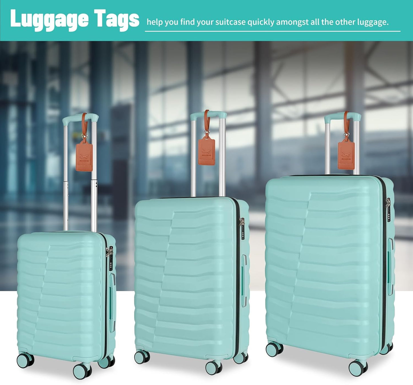 5-Piece Lightweight Luggage with Backpack Sets, ABS+PC Hard Shell Suitcase with TSA Lock & YKK Zipper (MInt Green, 20in/24in/28in/BP/TB)