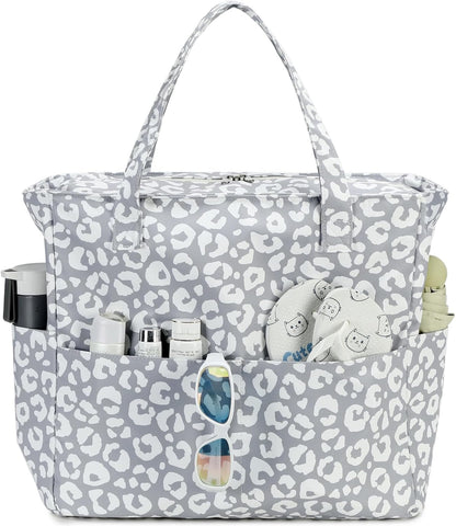 LEDAOU Large Beach Tote Bag Women Waterproof Sandproof Zipper Beach Tote Bag for Pool Gym Grocery Travel with Wet Pocket