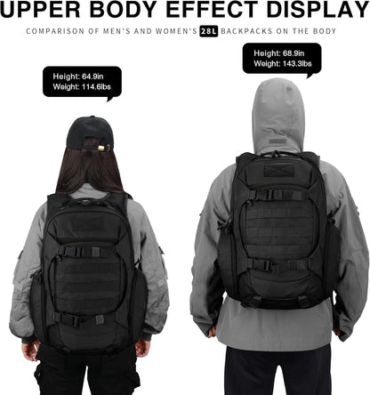 Mardingtop Tactical Molle Backpack for Men - 28L EDC Hiking & Motorcycle Backpack