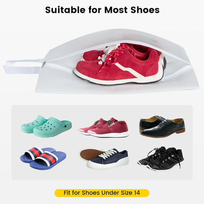 Vorspack Shoe Bags for Travel - 4 Pack Large Transparent Shoe Organizer with Handle Dustproof Shoe Bag Reusable Shoe Storage Bags for Men & Women