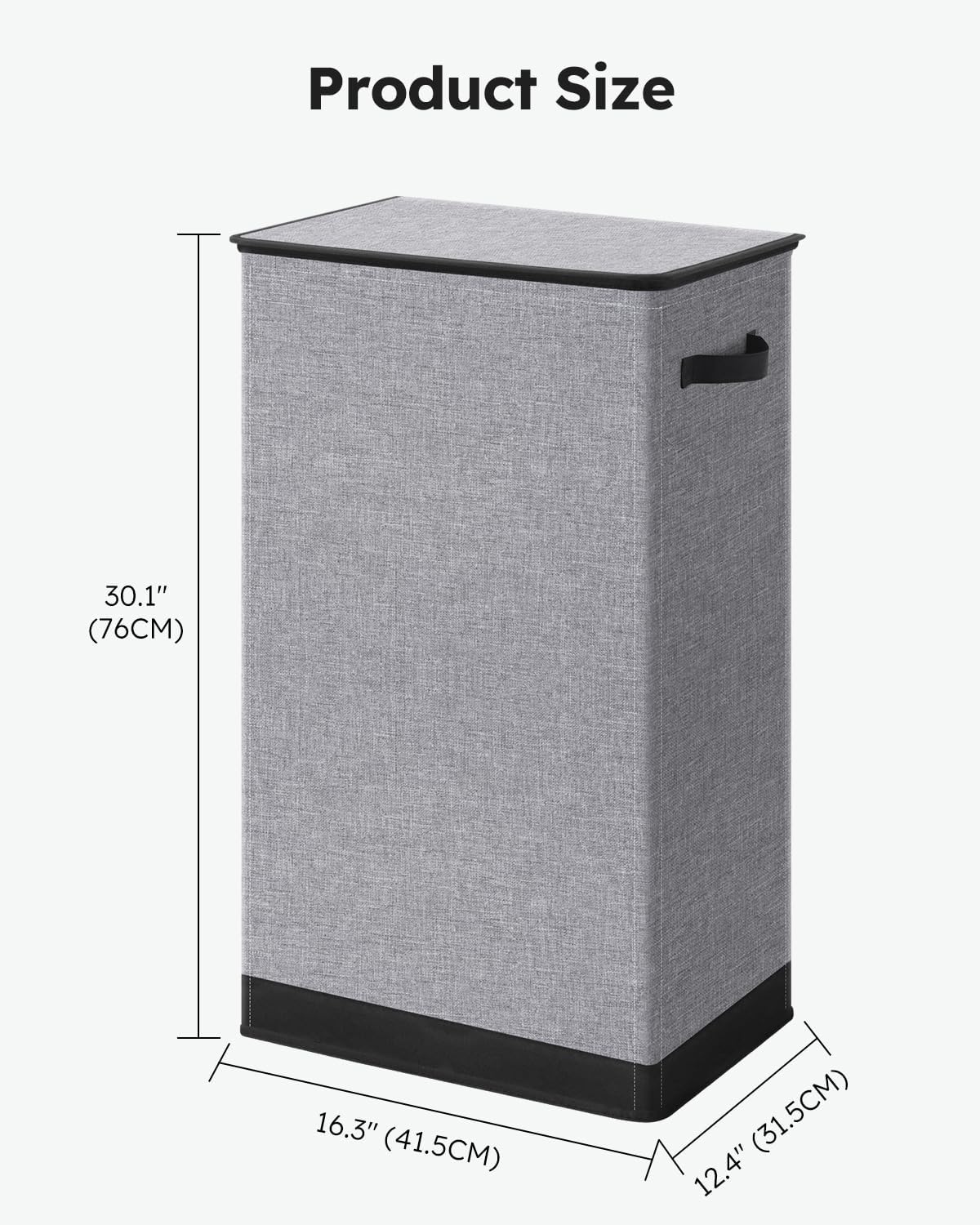 SOLEDI Laundry Hamper with Lid 100L Large & Tall Collapsible Laundry Basket, Clothes Hamper with Bag Removable Easy to Carry, Dirty Hampers for Bedroom, Bathroom, Dorm, College, Grey