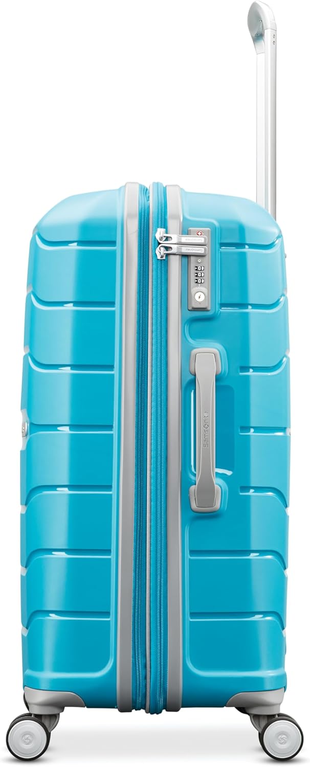 Samsonite Freeform Large Checked Luggage with Dual 360° Spinner Wheels - TSA Lock, Airline-Approved - Lightweight Durable Polypropylene Expandable Hardshell - Ocean Blue