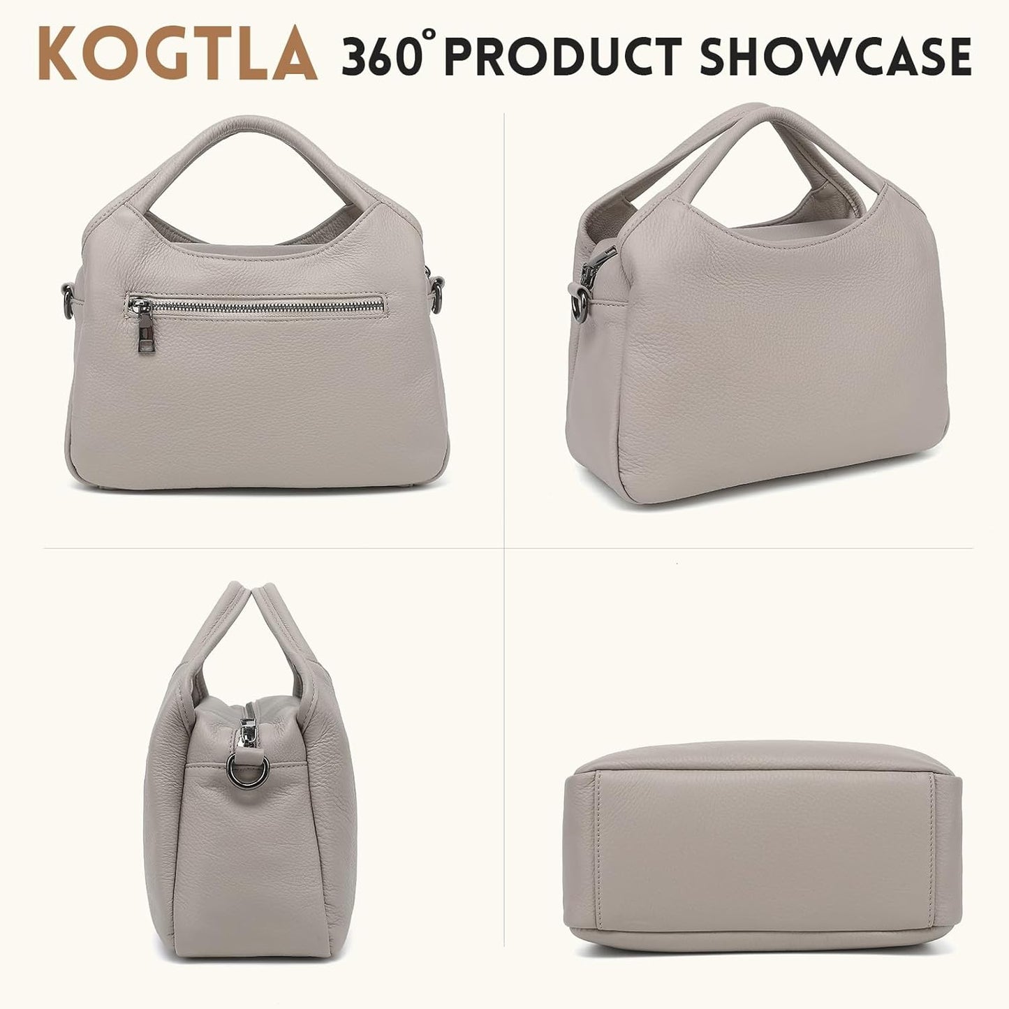 KOGTLA Genuine Leather Purses for Women, Crossbody Shoulder Bags with Top-Handle, Tote Satchel Handbags