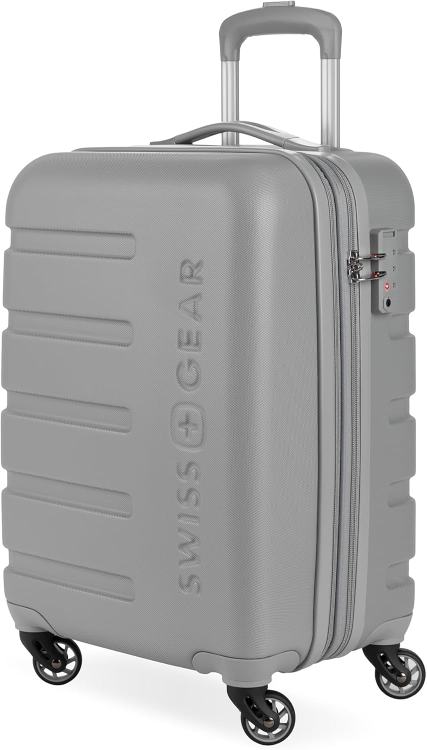 SwissGear 7366 Hardside Expandable Luggage with Spinner Wheels, Grey, Carry-On 19-Inch