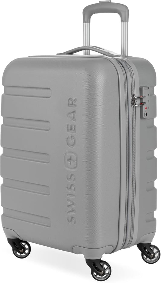 SwissGear 7366 Hardside Expandable Luggage with Spinner Wheels, Grey, Carry-On 19-Inch