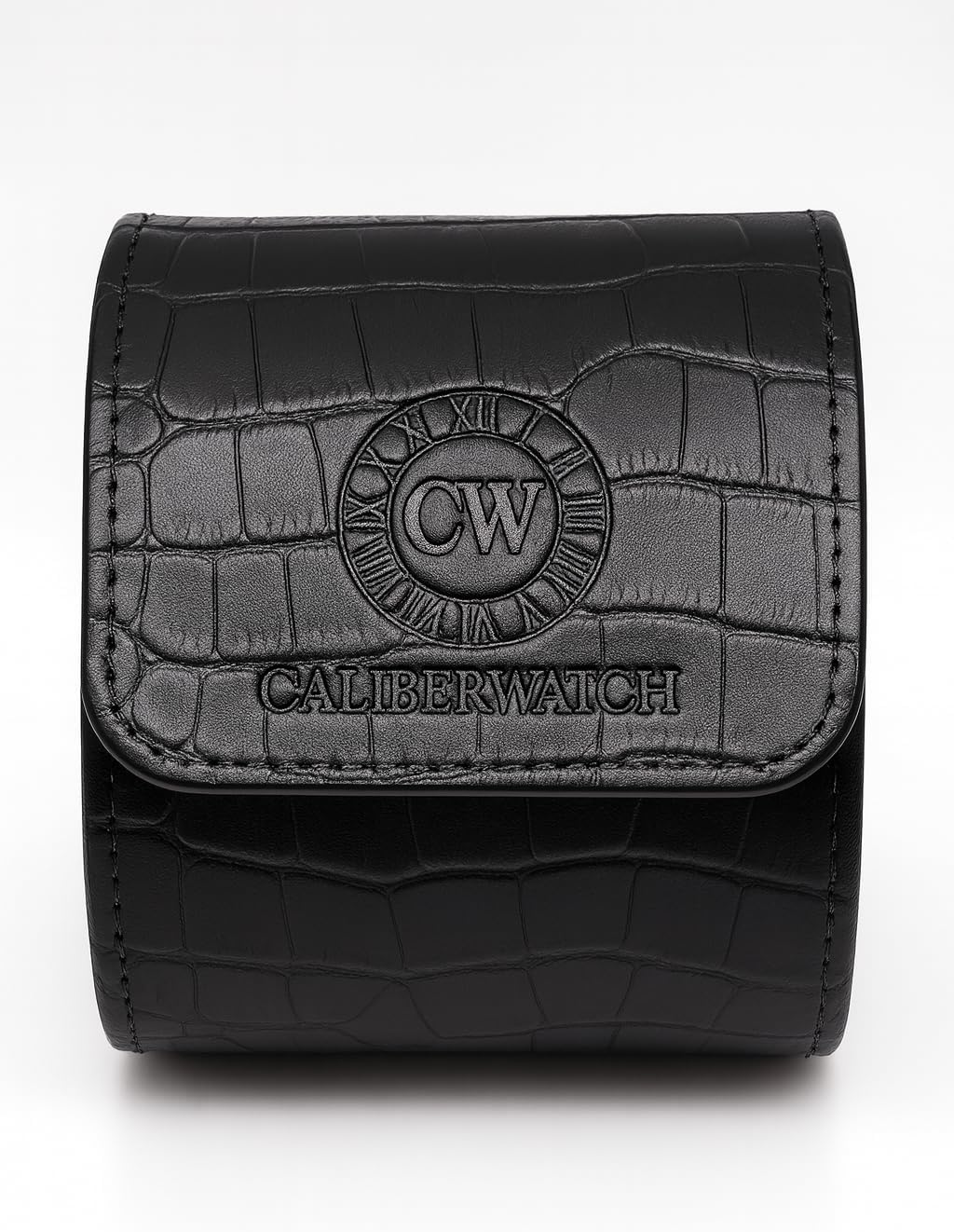 Genuine Napa Leather Watch Roll Travel Case for 3 Watches - Travel Watch Rolls and Leather Watch Display Cases with Velvet Interior - Watch Storage Organizer Men's (Blac - Single)