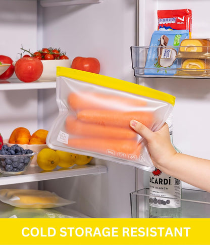 12 Pack Variety Reusable Food Storage Bags, Food Grade Silicone PEVA Material, Double Zipper, Freezer Safe, BPA-Free (4 Snack, 4 Sandwich, 2 Quart, 2 Gallon)