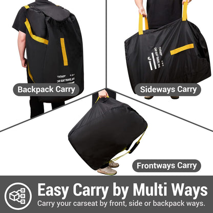 Car Seat Travel Bag Backpack for Air Travel - Karfast Universal Infant Carseat Gate Check Bag Cover for Airplane, Foldable with Pouch, Yellow