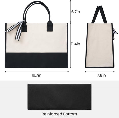 BAGAIL Initial Tote Bag, Personalized Birthday Gifts for Women, Teacher, Friends, Mom, Wedding, Monogrammed Beach Bag