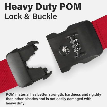 Luggage Straps, Red TSA Approved Luggage Strap Belt with Combination Lock for Suitcases, 2 Pack Adjustable Heavy Duty Cross Suitcase Straps with Name Tags for Travel, Carry On Bags, Protect Luggage