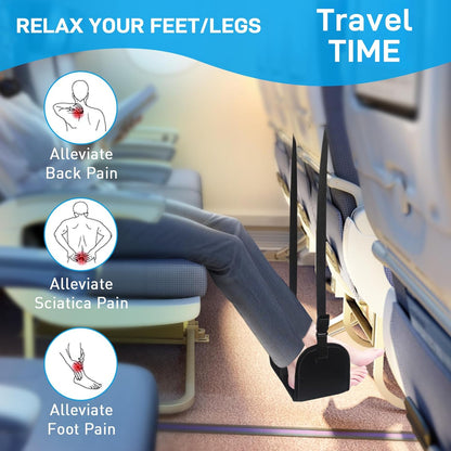 Airplane Foot Hammock, Foot Hammock for Travel Accessories with Ergonomic Removable Foot Divider Design, Airplane Foot Rest, Premium Comfortable Memory Foam & Hardboard for No Feet Clashing(Large)