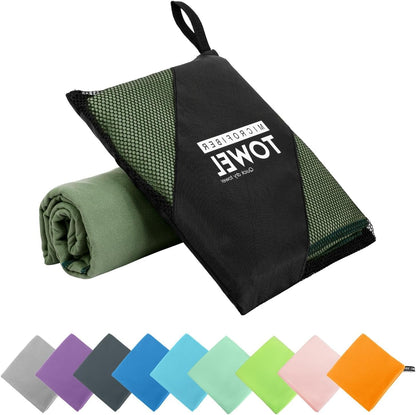 Microfiber Travel Towel, Soft Lightweight Quick Dry Towel, Super Absorbent Compact Travel & Sports & Beach Towels for Camping, Backpack, Gym, Swimming, Yoga, Hiking (L:24"×48" -Sage Green)