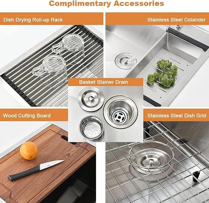 33x19 Drop In Kitchen Sink Workstation-Bokaiya Stainless Steel Kitchen Sinks - Image 8