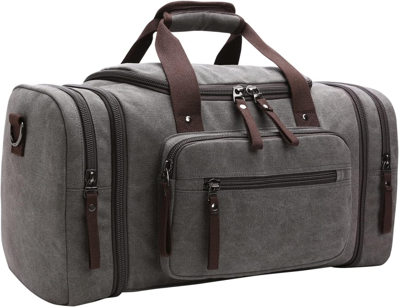Duffle Bag for Travel, Large Canvas Duffel Bag for Travelling Overnight Weekender Bag Carry On Bag for Men Women Grey