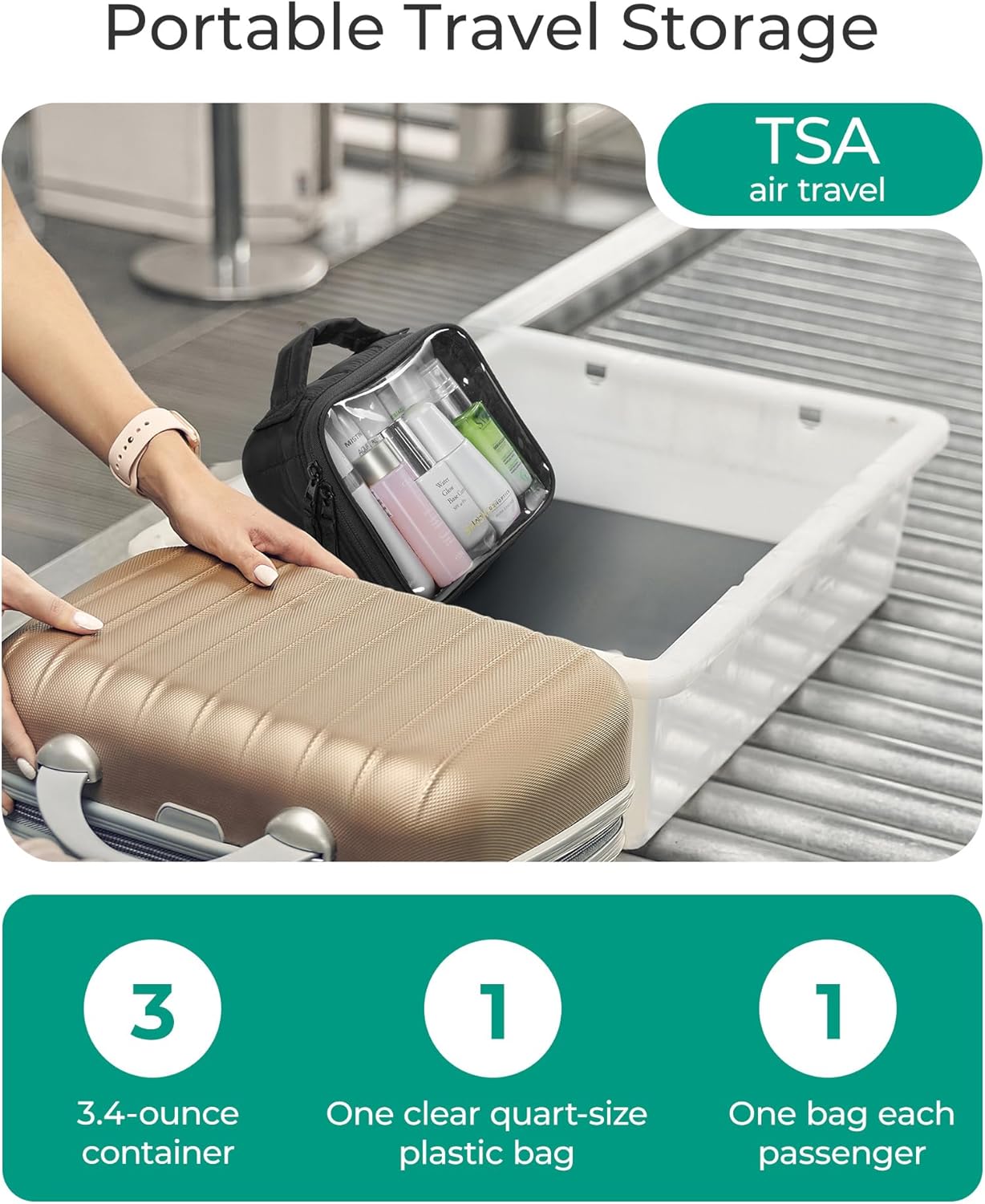 BAGSMART Clear TSA Approved Toiletry Bag, 2 Pack Travel Makeup Quart Size Cosmetic Bag with Handle for Women Men, Carry on Airport Airline Compliant