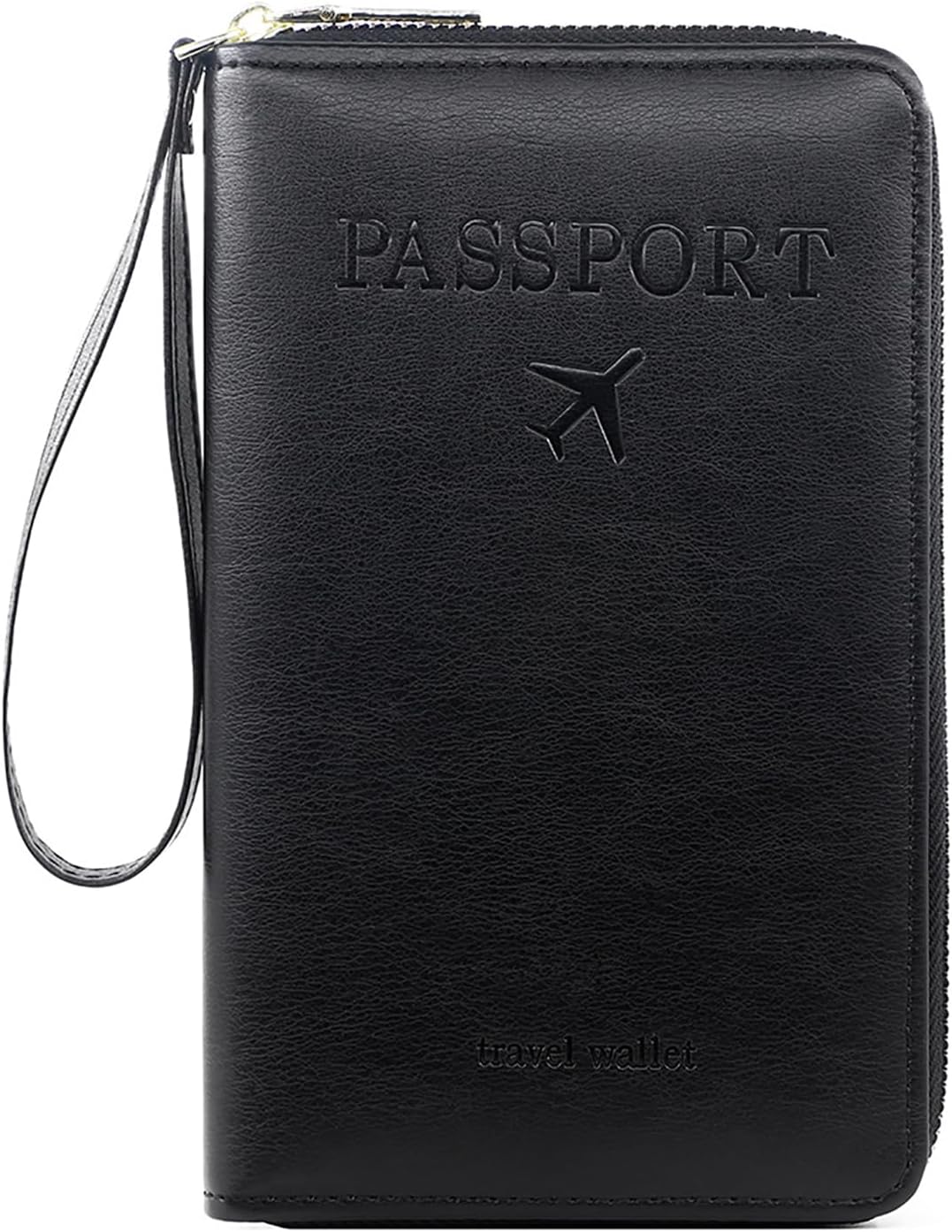 Rowgins Rfid Blocking Passport Holder Wallet, Rowgins Rfid Passport Holder with Zipper, PU Leather PassportHolder for Travel (BLACK)