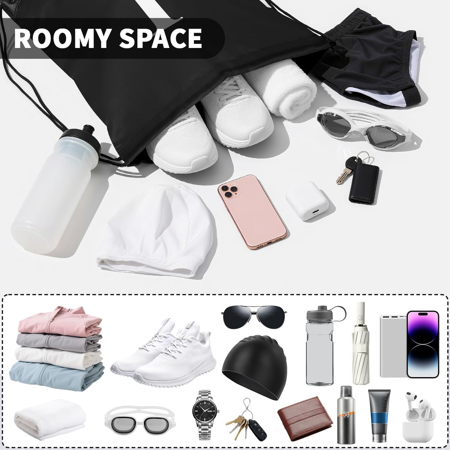 ZOMFELT 6Pcs Drawstring Backpack Drawstring Gym Bags, Foldable Draw String Backpack with Multiple Colors and Letters, Lightweight Polyester Cinch Bag for Gift, Beach, Sports, Travel, Swim (Letter J)