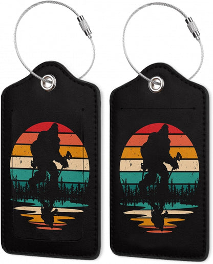 2Pcs Luggage Tag for Suitcase Sasquatch Cute Suitcase Tag with Privacy Flap & Name ID Label & Metal Loop,Travel Bag Luggage Tags for Women