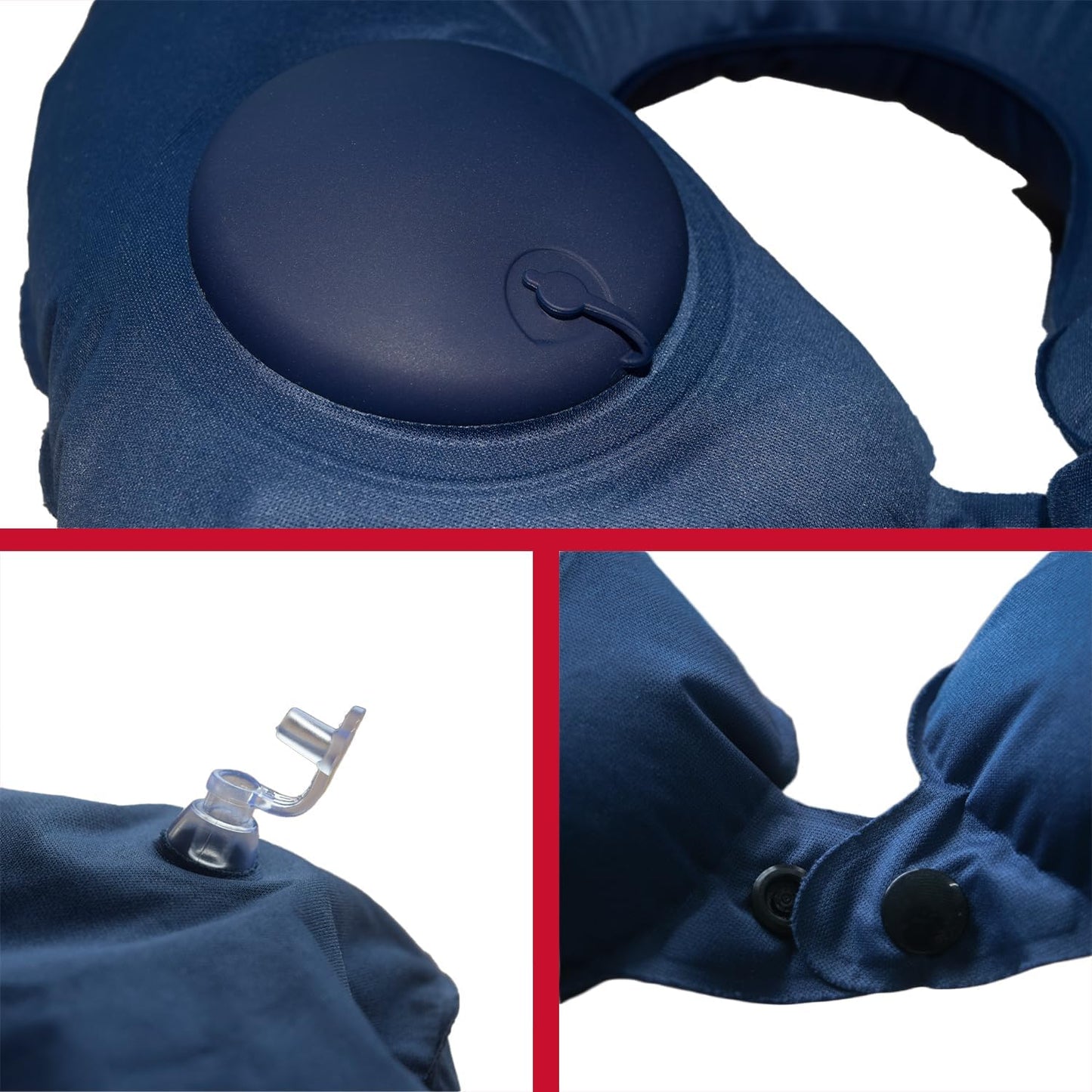 Inflatable Travel Pillow for Sleeping Airplane - Inflatable Neck Pillow for Traveling on Plane, Press to Inflate,Portable Travel Neck Pillow with Carry Bag （Drak Blue）