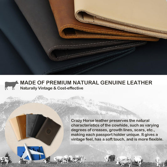 Passport Holder for Men and Women Travel, Real Leather Passport Wallet, Handmade Passport Cover Case with Airtag Slot, Travel Must Haves Essentials Accessories Birthday Gifts(Crazy Horse,Brown)
