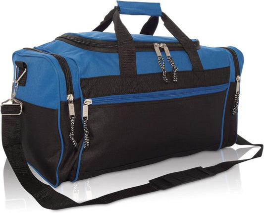 DALIX 21" Blank Sports Duffle Bag Gym Bag Travel Duffel with Adjustable Strap in Royal Blue