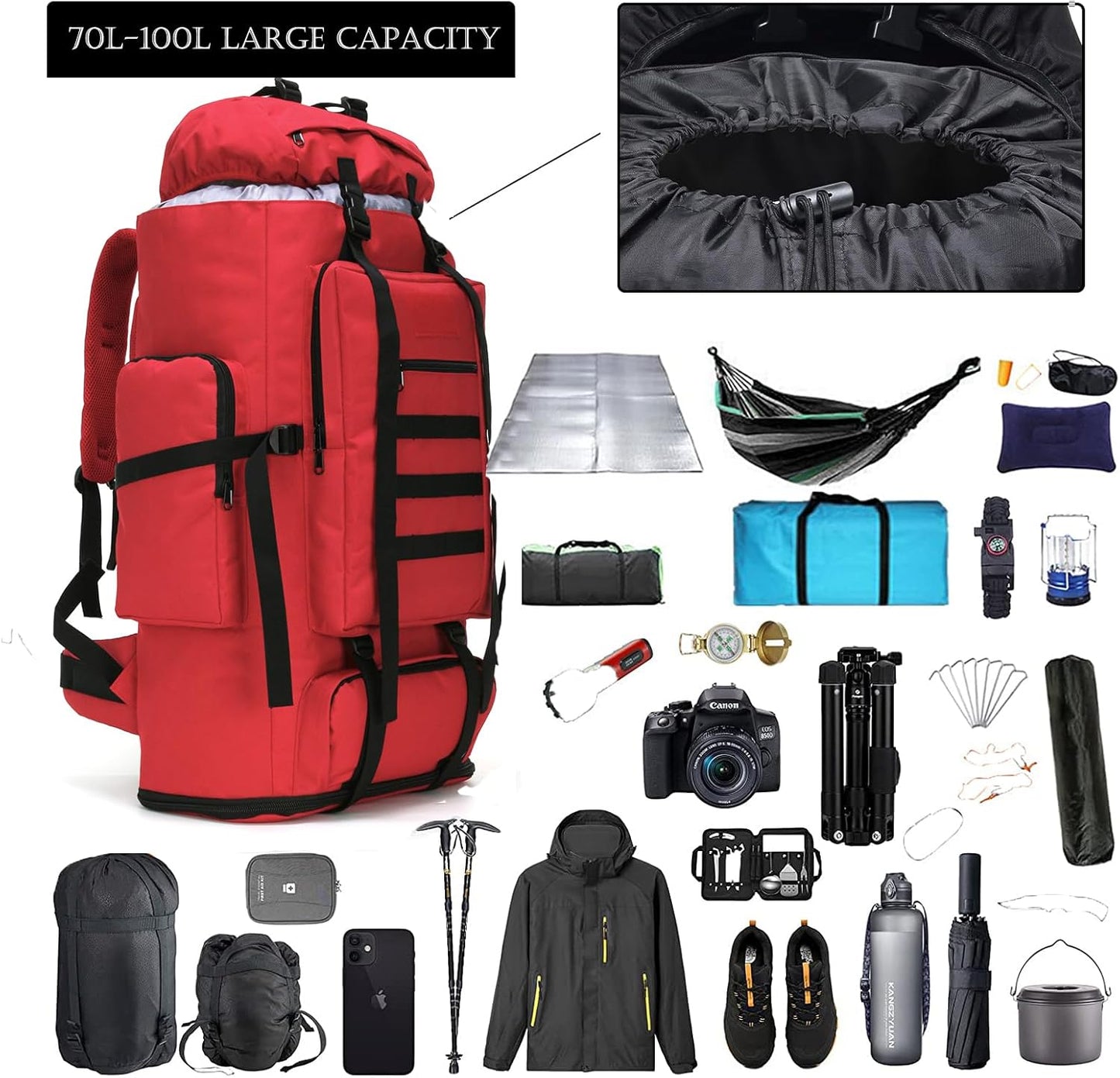 Hiking Backpack for Men 70L/100L Camping Backpack Military Rucksack Molle 3 Days Assault Pack for Climbing