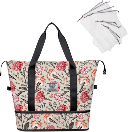 NPBAG Women Travel Duffel, Multi Functional Large Expandable Weekender Carry-on Tote, Gym Workout Overnight Bag, Mommy Hospital Bag for Labor and Delivery