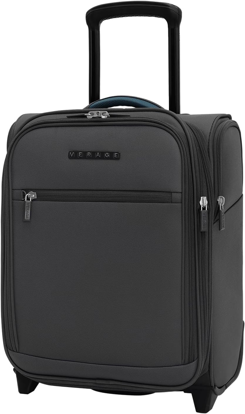 Verage Under Seat Luggage with Wheels, Softside Expanable Small Suitcase Carry On Luggage Bags for Airlines Airplanes Short Trip Men Women (Grey, 16-Inch Rolling Underseat)
