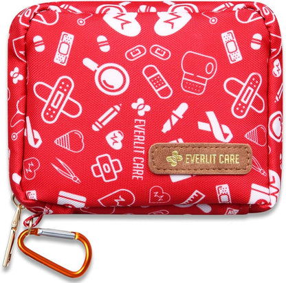 EVERLIT Mini Rescue Pack | 105 Medical Essentials Organized in Portable Storage Bag | Pocket Size Kids First Aid Kit with D Ring | Small Family-Friendly Travel Medical Kit (Original)