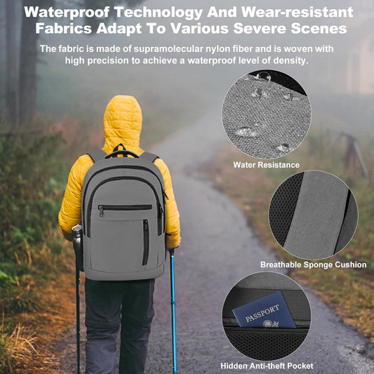 Travel Laptop Backpack, Extra Large Laptop Backpack, 17 Inch Laptop Backpack, 40L Heavy Duty Water Resistant TSA Airline Approved Business Work Computer College School Backpack Bag for Men Women, Grey