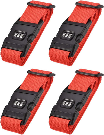 uxcell Luggage Straps Suitcase Belts with Buckle, Combination Lock, Adjustable Travel Packing Accessories