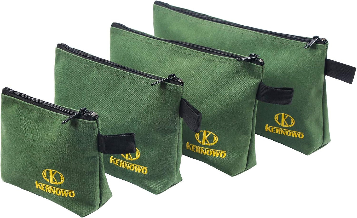 4 Pcs Upgrade Canvas Zipper Tool Pouch, 20 oz Heavy Duty Tool Bag, Water Resistant Utility tools Organizer, 7.5/9.5/11.5/13 inch Spacious Storage Pouches with Dependable YKK Nylon Zippers by KERNOWO