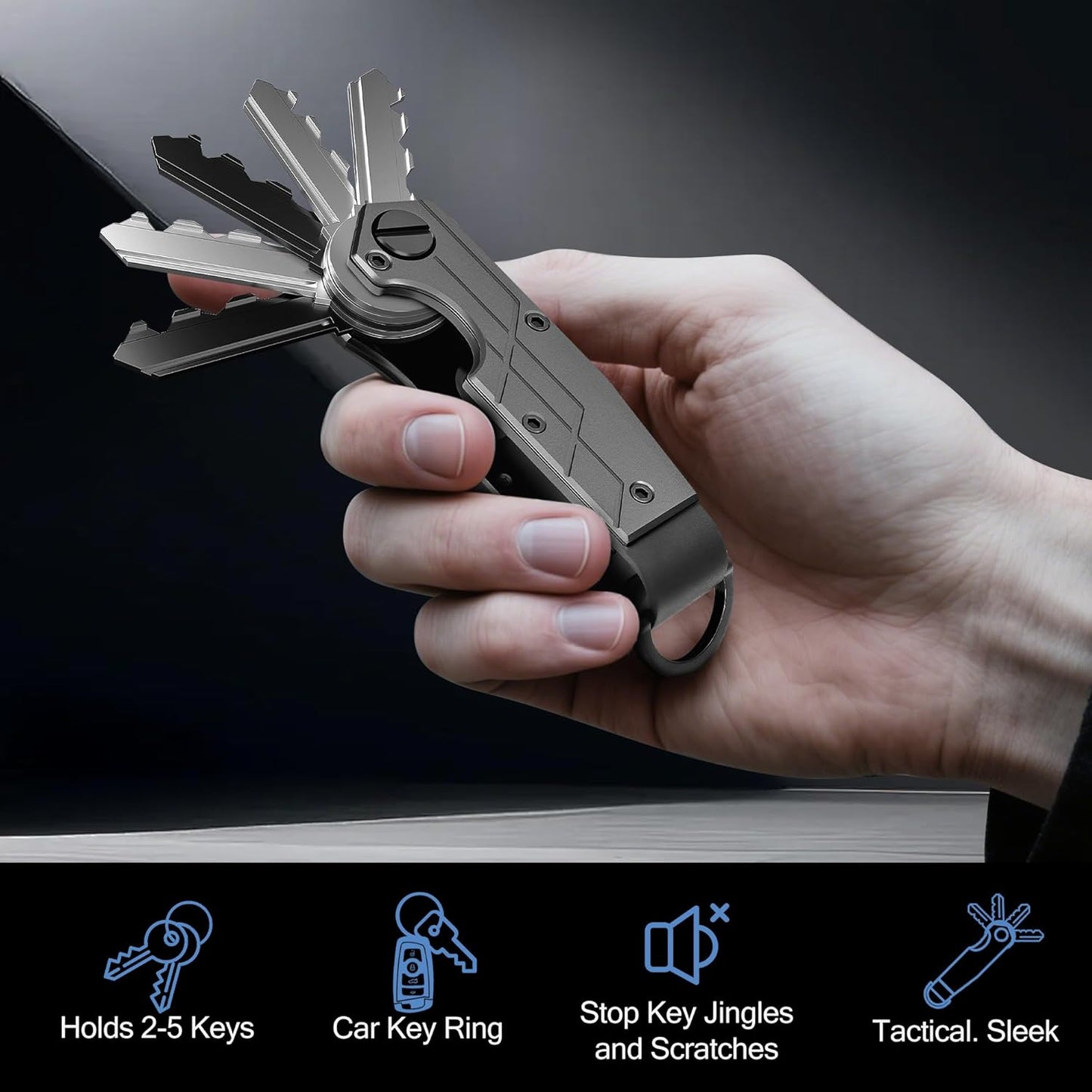 Key Organizer for Men Compact Key Holder Minimalist Key Case Metal Key Chain Key Holder for Keychain Secures 2-5 Keys