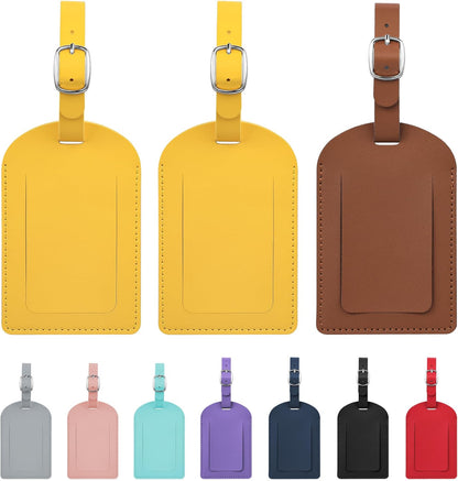 Luggage Tags for Suitcase Travel Bag Labels Privacy Protection Luggage Tag for Baggage PVC Baggage ID Label Tags 2 Pack Yellow+Brown