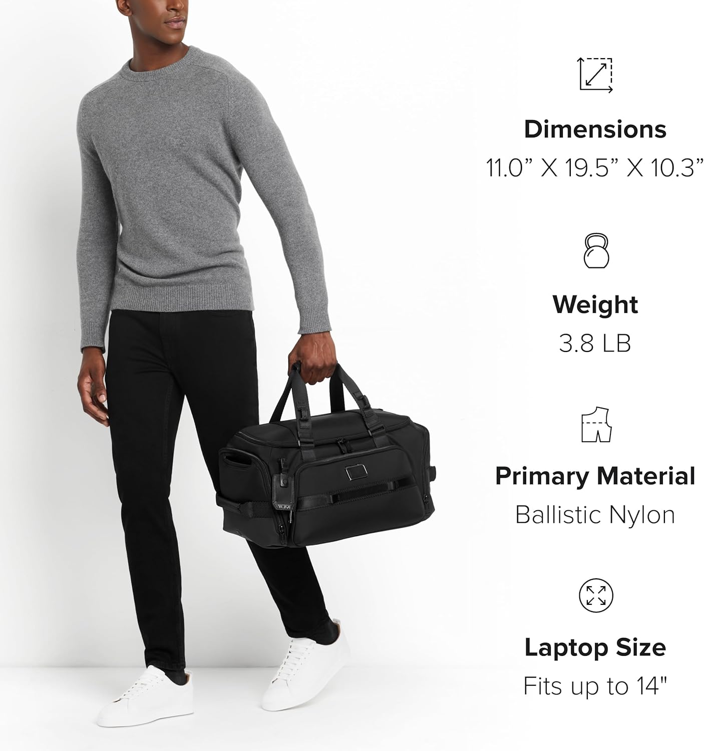 TUMI - Alpha Bravo Mason Duffel - Men's Weekender, Gym and Overnight Travel Bag - Fits Up To 15" Laptop - 11.0" X 19.5" X 10.3" - Navy Coated Canvas