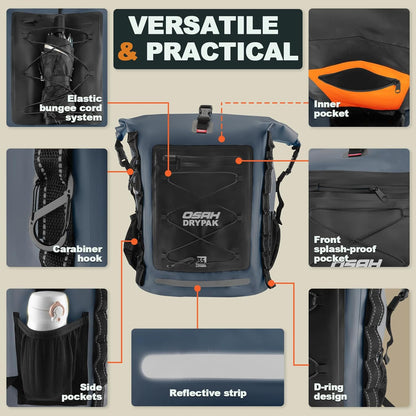 Waterproof Backpack Dry Bag 35L/55L/85L – Heavy Duty Roll-Top Hiking Backpack Sack Keeps Gear Dry for Travel, Kayaking, Boating, Camping, Rafting and Fishing