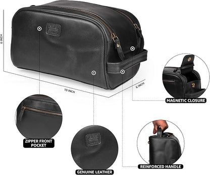 LEATHER VILLAGE Premium Leather Toiletry Travel Pouch - Image 4