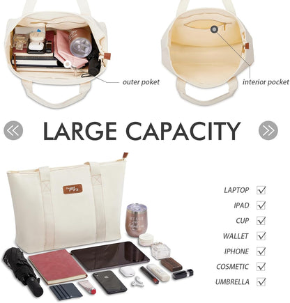 AW BRIDAL Monogram Canvas Tote Bag for Chrismas, Bridal Shower, Retirement, Birthday Gifts for Women Mom Wife Sister Friends