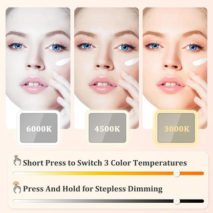 Makeup Bag with LED Mirror, [3 Color and Stepless Dimmable] Rechargeable LED Light for Makeup Bag Train Case with Brushes Storage Organizer, Travel Box Cosmetic Bag for Women - Pink