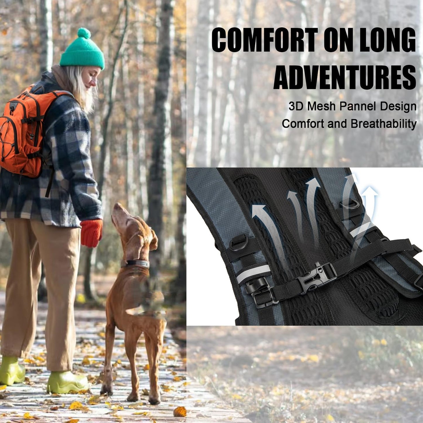 Hydration Backpack Pack with 2L Water Bladder 18L Hiking Backpack Women Men Lightweight Hydropack Insulated Daypack for Biking, Running, Festival