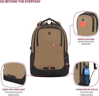 SwissGear Cecil 5505 Laptop Backpack, Pastel Brown/Black, 18-Inch