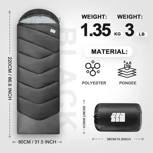 Sleeping Bags for Adults Cold Weather,Portable, Waterproof,Lightweight Sleeping Bag for Tall Girls Boys with Compression Sack for Warm Camping, Hiking, Outdoor & Indoor