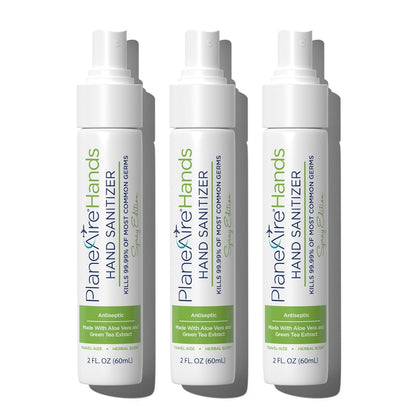 Signature Herbal Spray Hand Sanitizer | Travel Size | Hydrate & Cleanse | Made with Aloe Vera & Green Tea Extract | Blend of Essential Oils Including Peppermint & Lavender | Travel Essential | 3-Pack